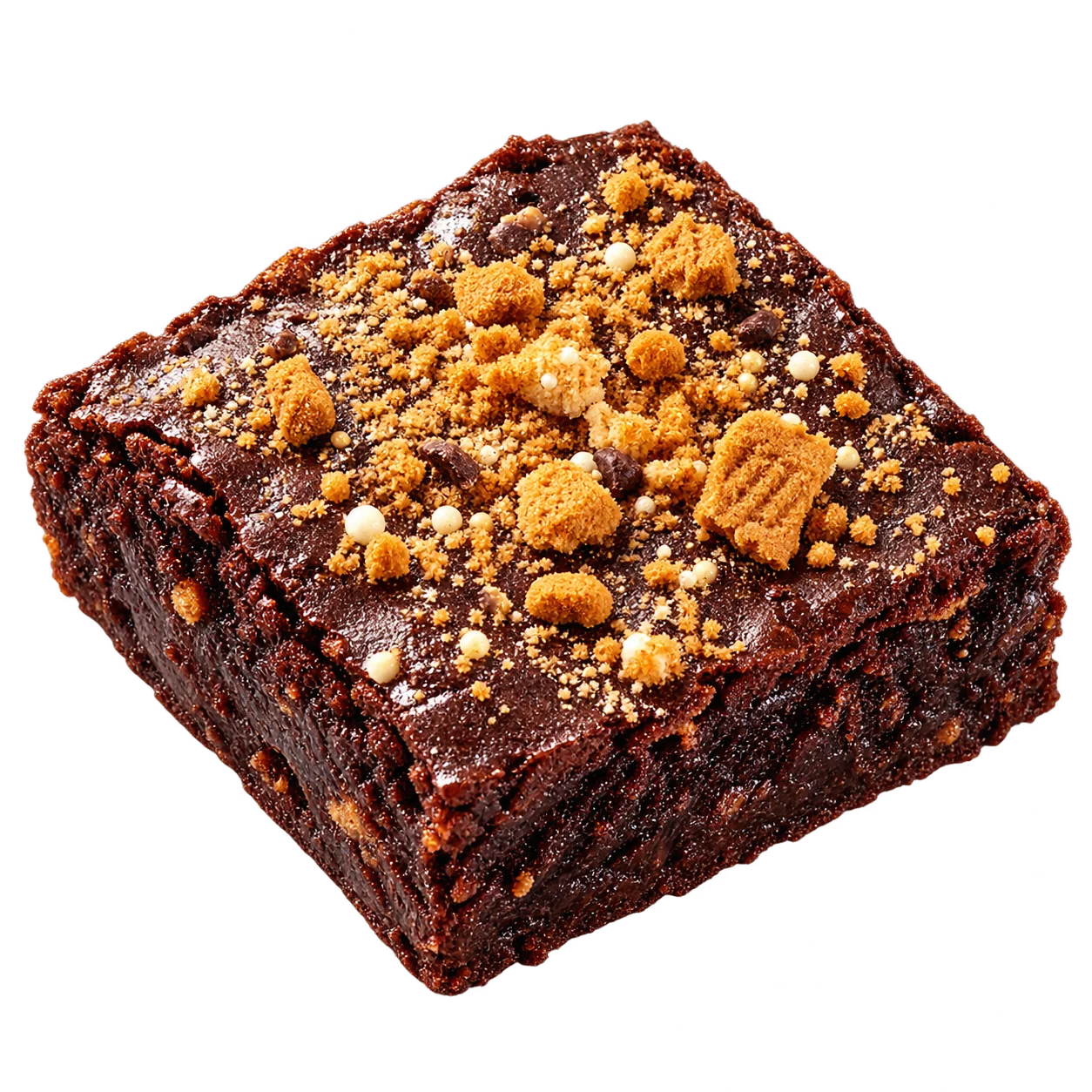 Fudgy chocolate brownie topped with cookie crumbs from Cozy Bites bakery.
